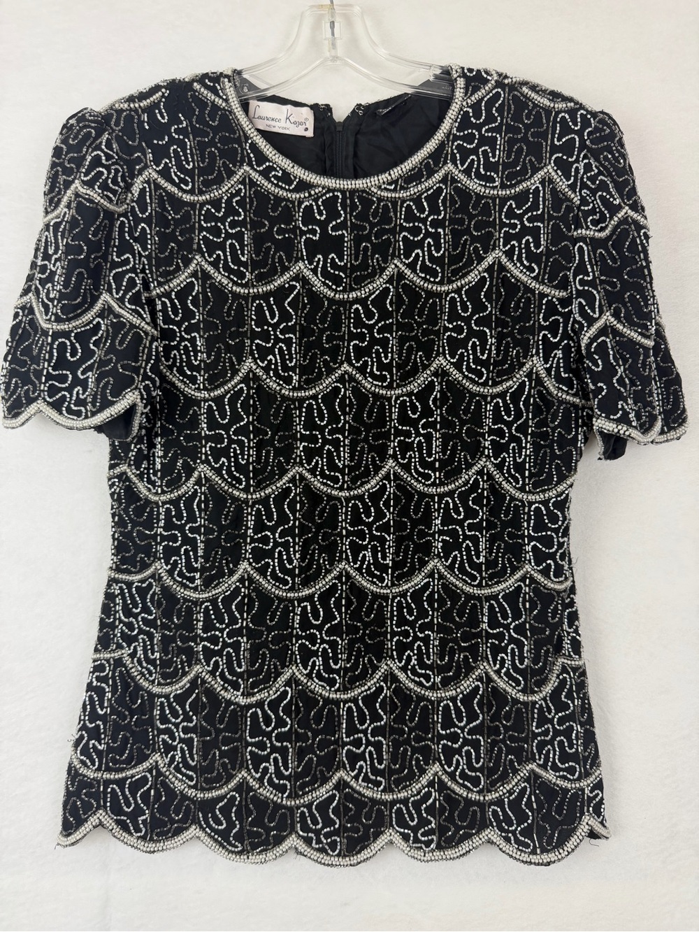 Vintage 90’s Laurence Kazar Black Beaded Short-Sleeve Top XL (fits like L)